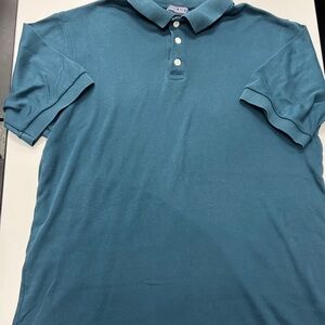 Lands End Men's Short Sleeve Aqua Green Polo Shirt Size Large Tall